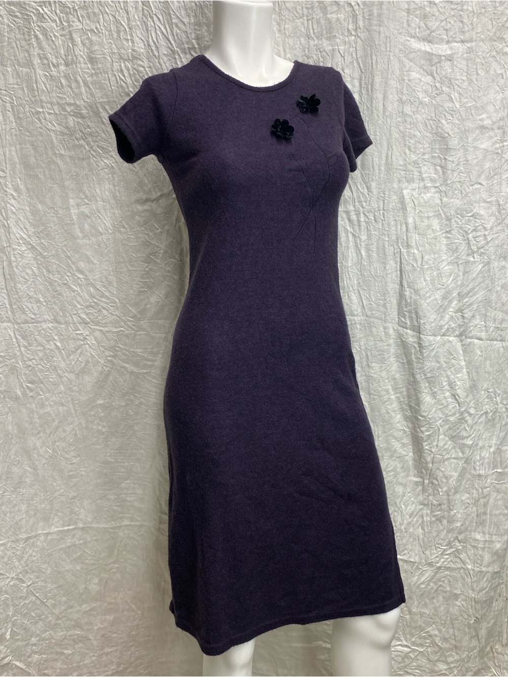 Vintage 90s Expressions Classic Short-Sleeve Purple Knit Dress